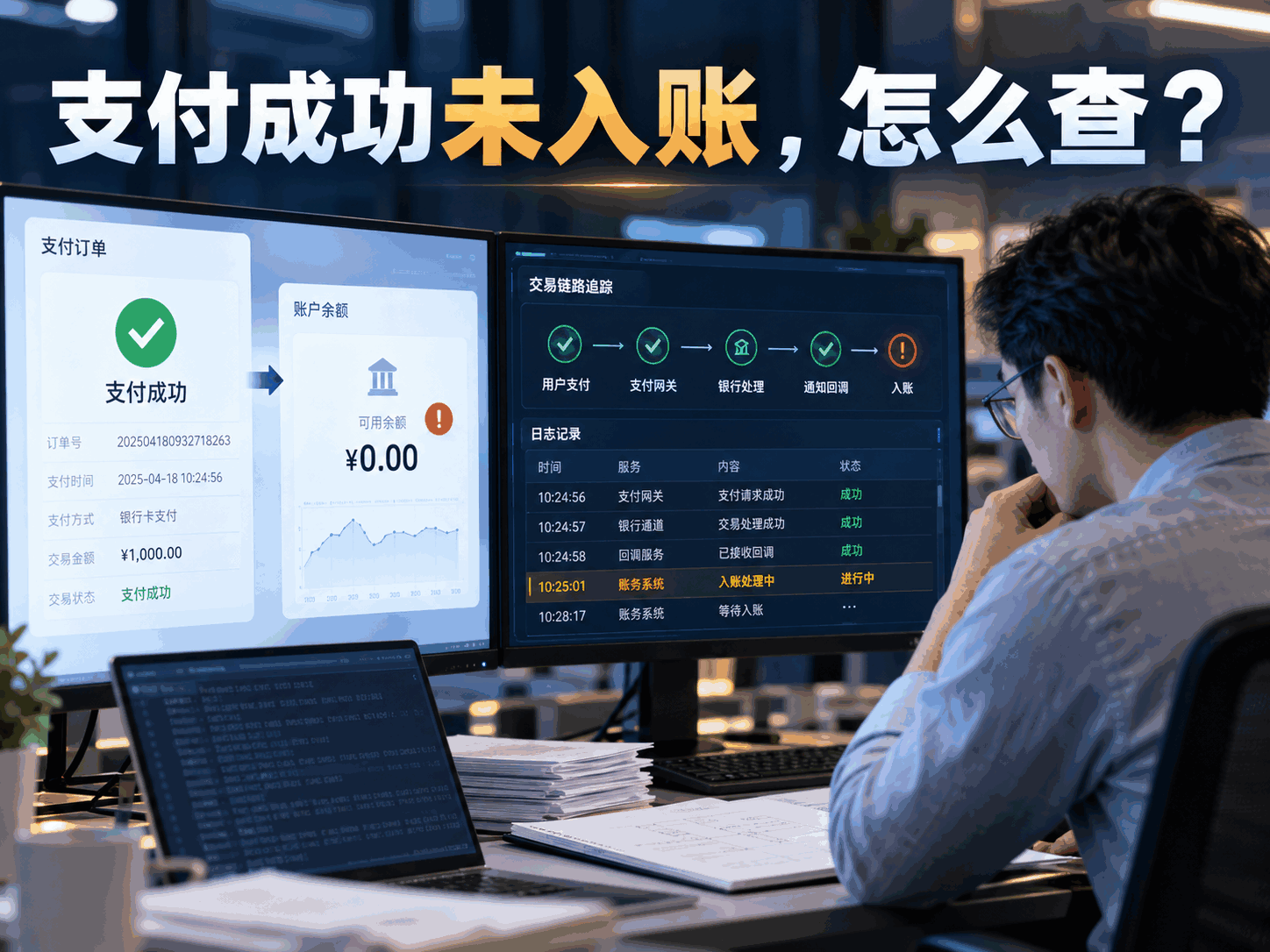 支付成功但账户没有入账，系统应该怎么查？